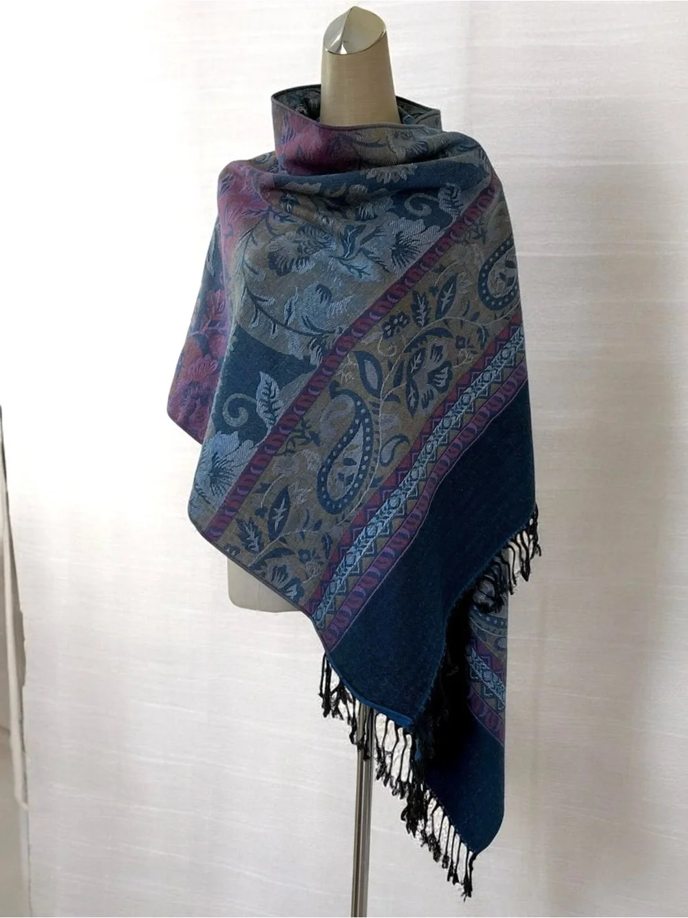 100% Cashmere Pashmina Jacquard Shawl Wrap Scarf Paisley Floral